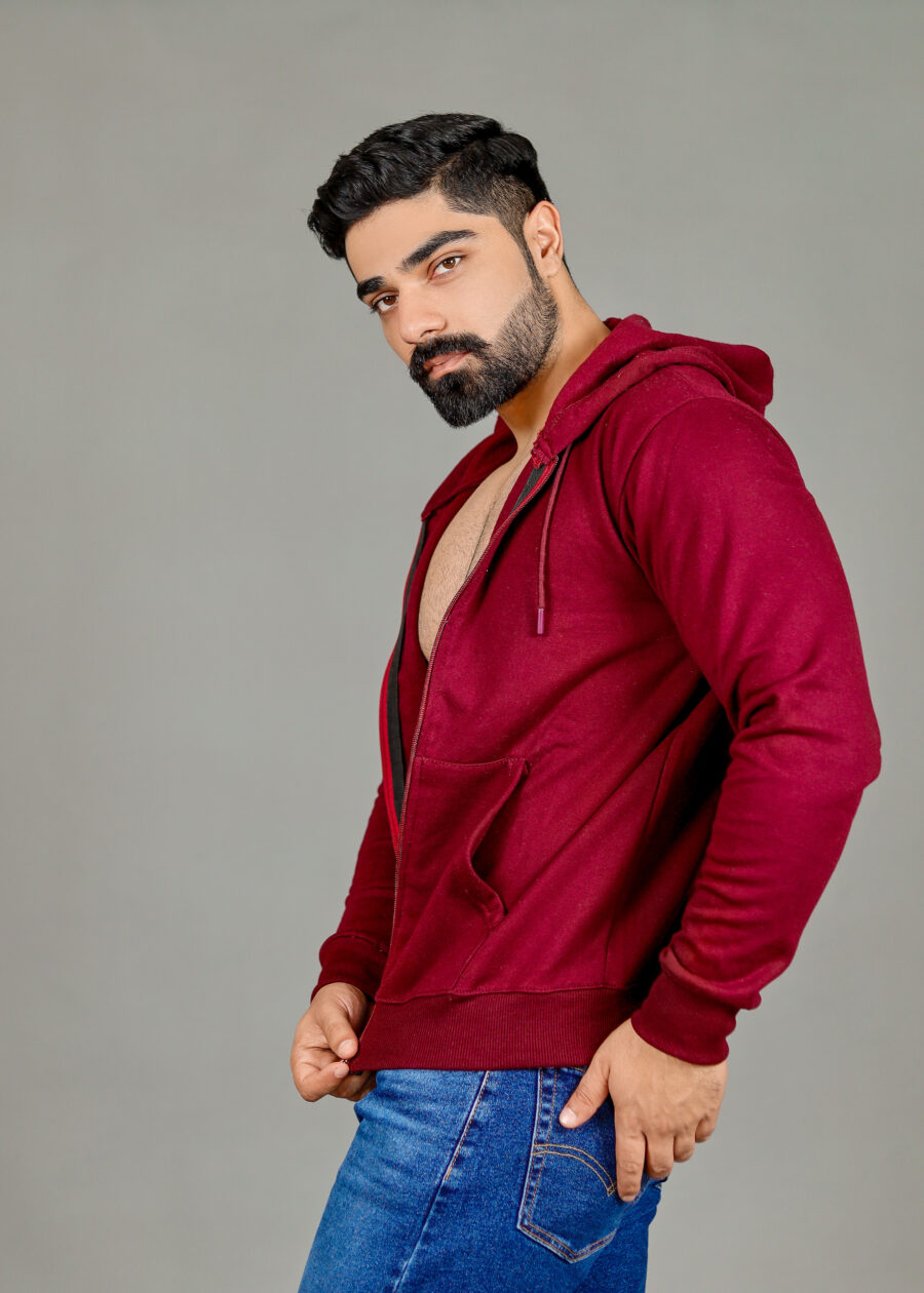 Men's Solid Zipper Hoodie - Image 4