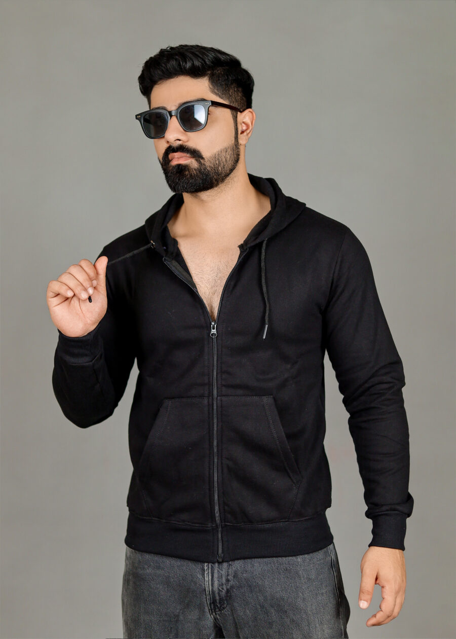 Men's Solid Zipper Hoodie - Image 5