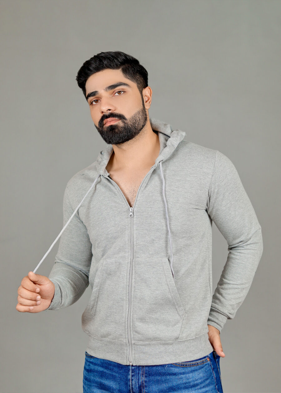 Men's Solid Zipper Hoodie - Image 2